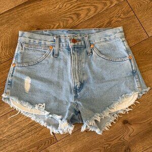 Wrangler Light Blue Frayed Jean Shorts